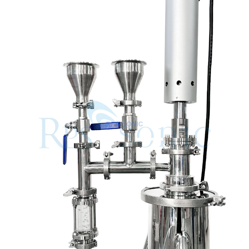 Machine d'homog&eacute;n&eacute;isation ultrasonique haute puissance dans un r&eacute;servoir de 20 L pour l'&eacute;mulsification huile-eau avec refroidisseur